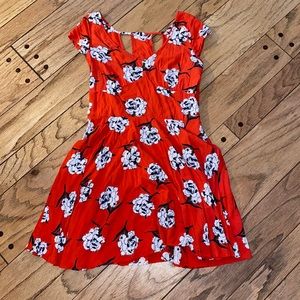 Abercrombie and Fitch Red Floral Cutout Dress